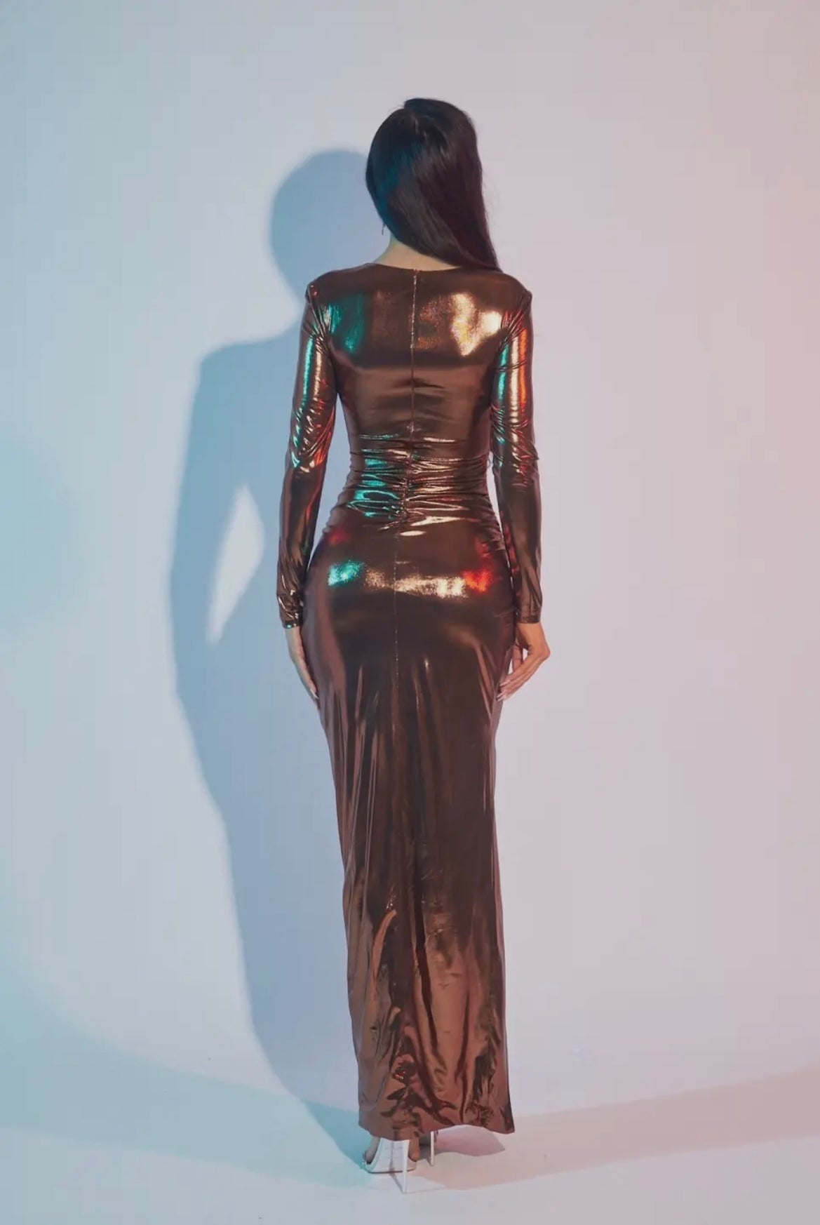 Metallic Long Sleeve Dress
