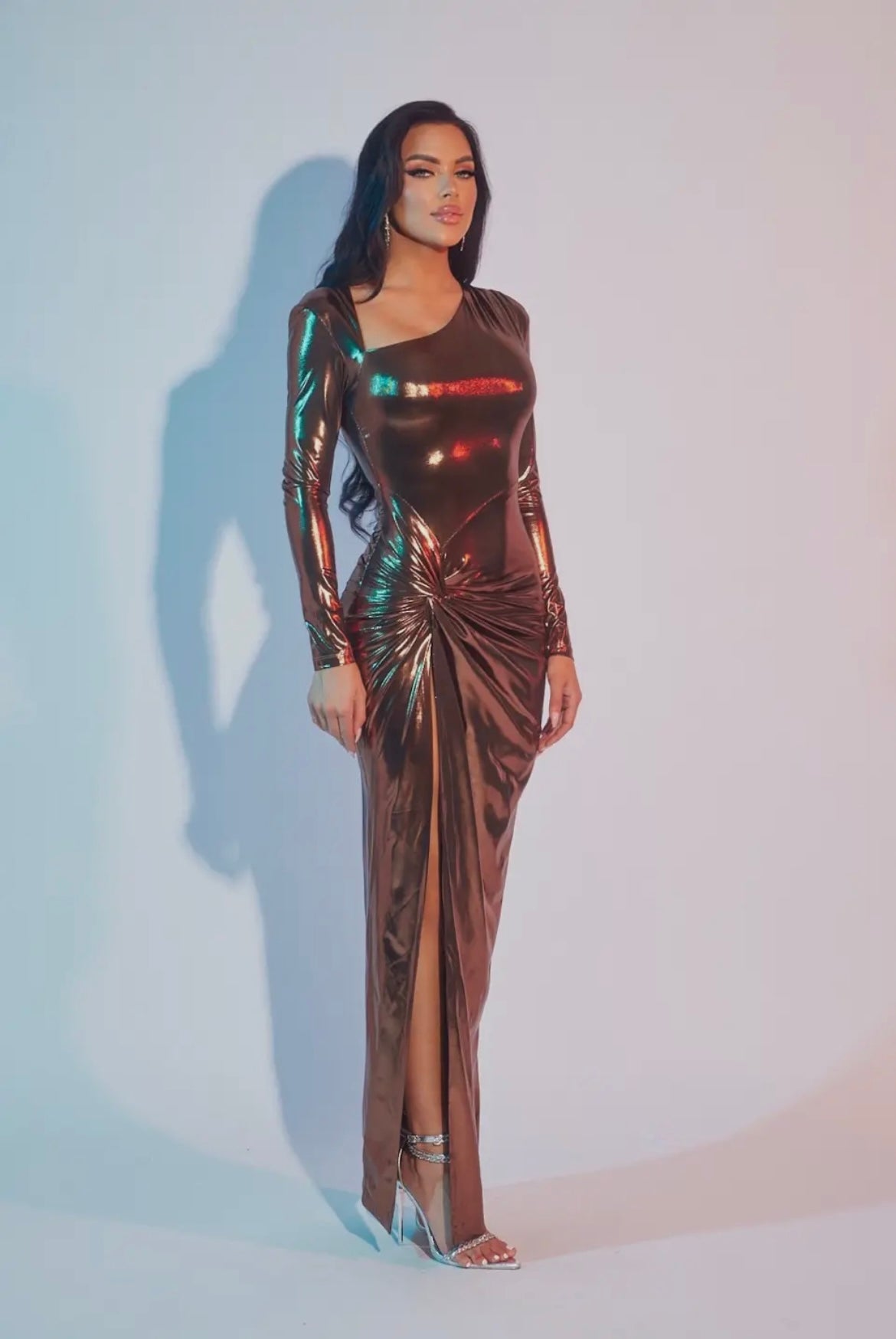 Metallic Long Sleeve Dress