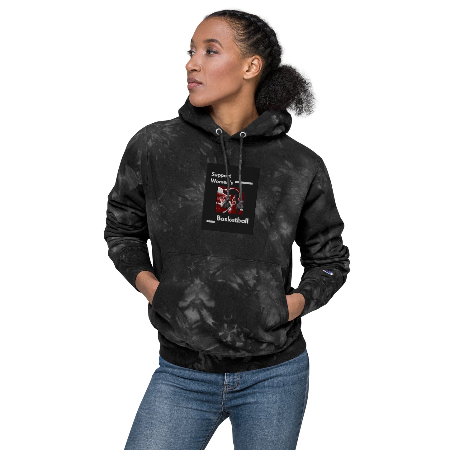 Support Women Basketball Unisex Champion tie-dye hoodie