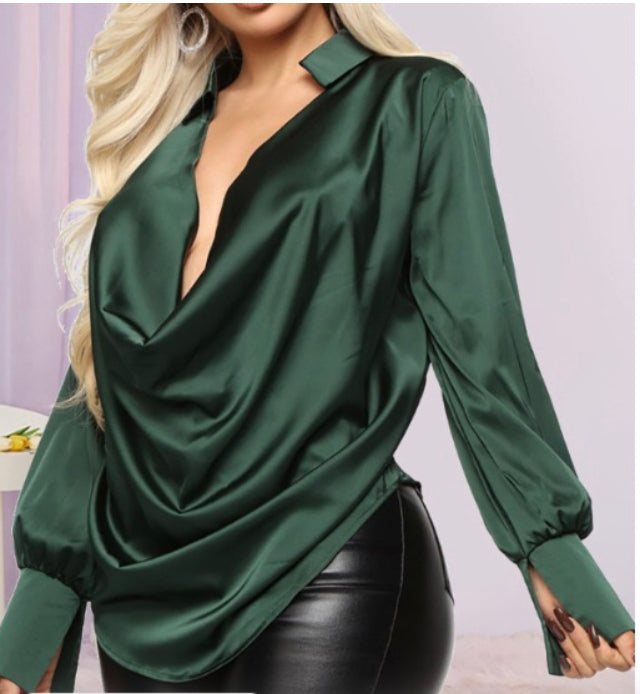 Green Satin Top