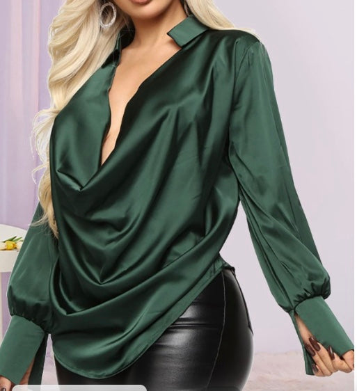 Green Satin Top