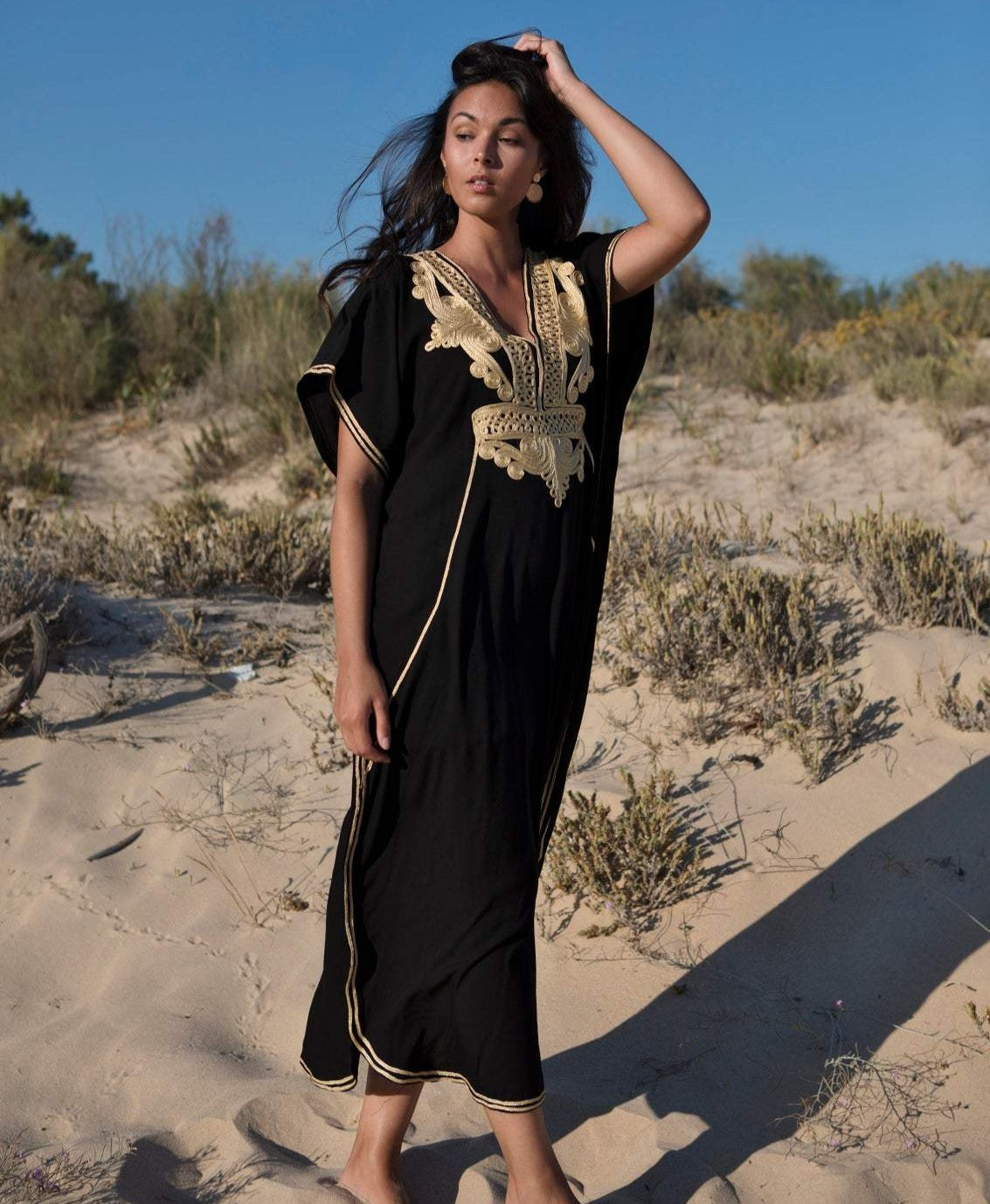 black kaftan gold embroidery