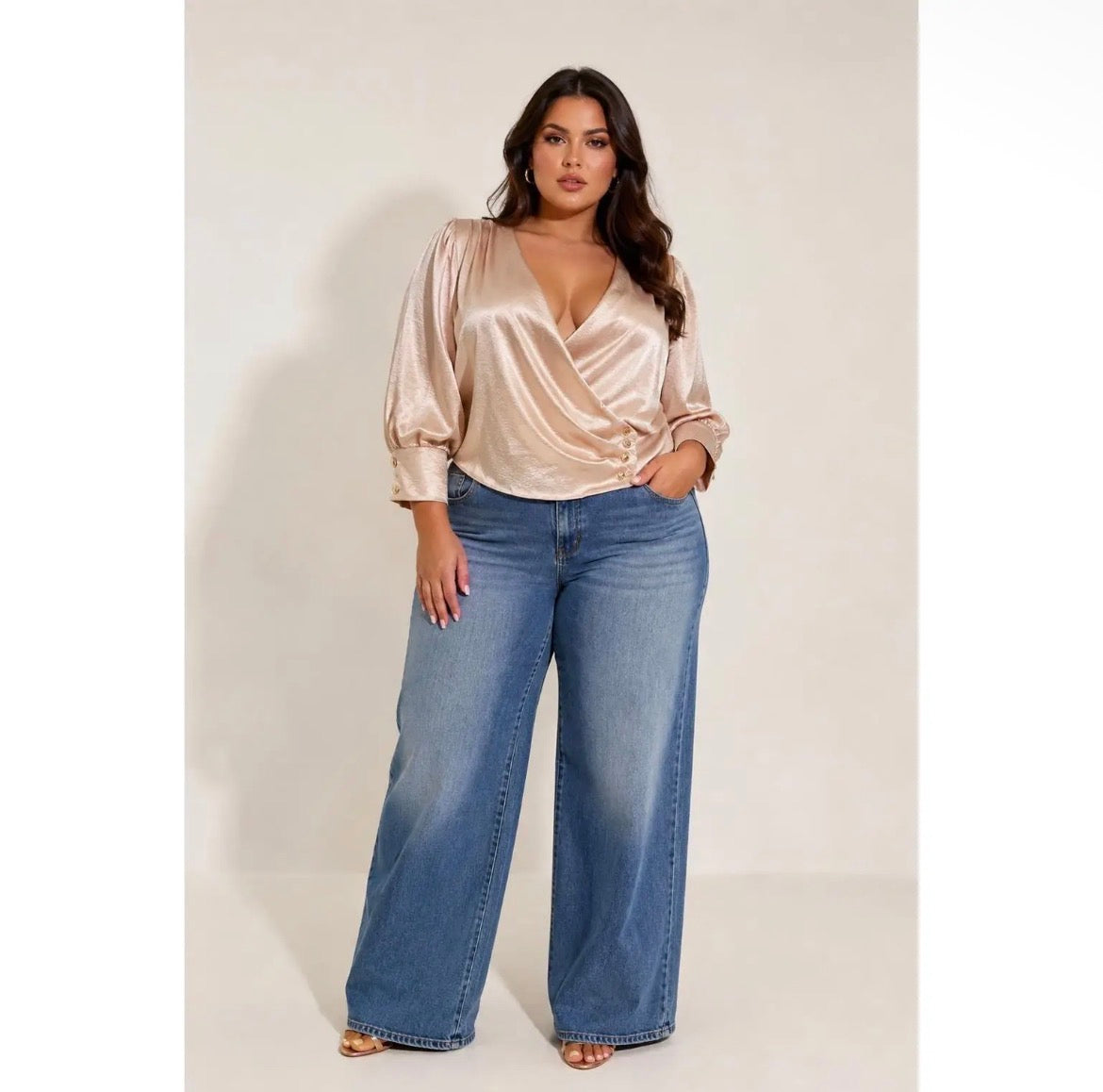 Plus Size Satin Blouse