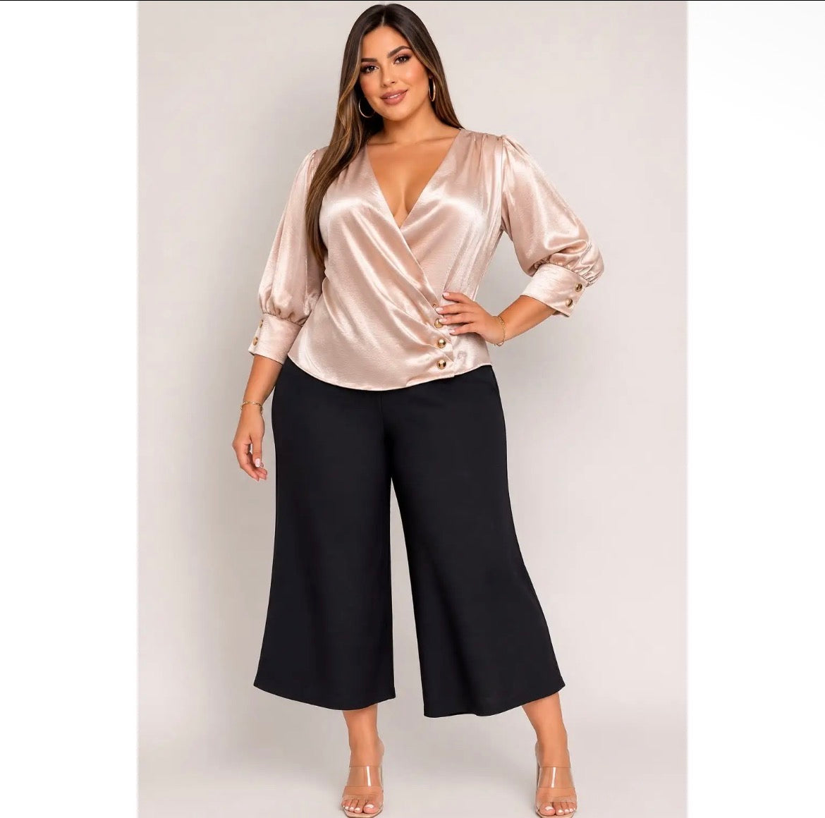 Plus Size Satin Blouse