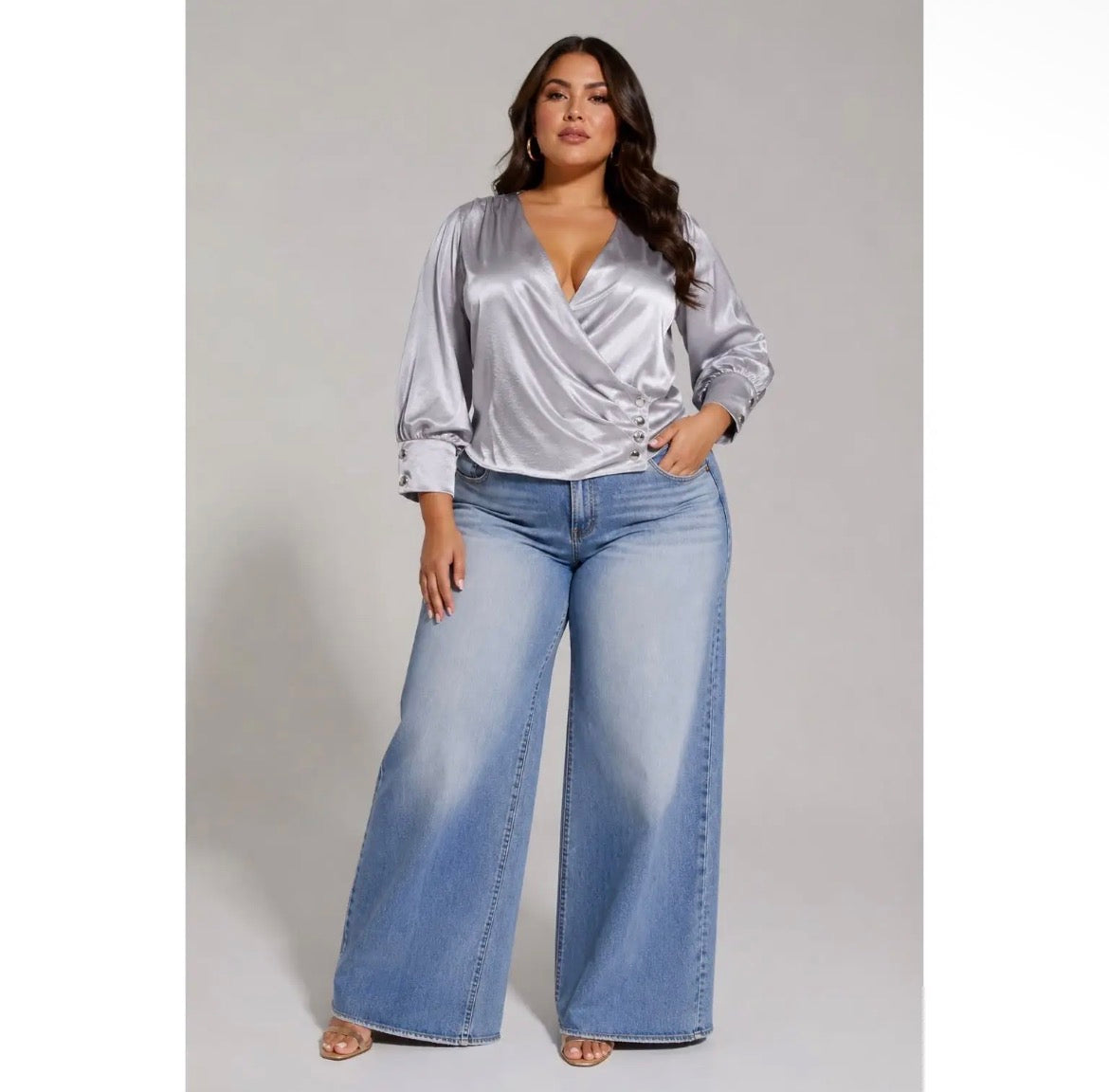 Plus Size Satin Blouse