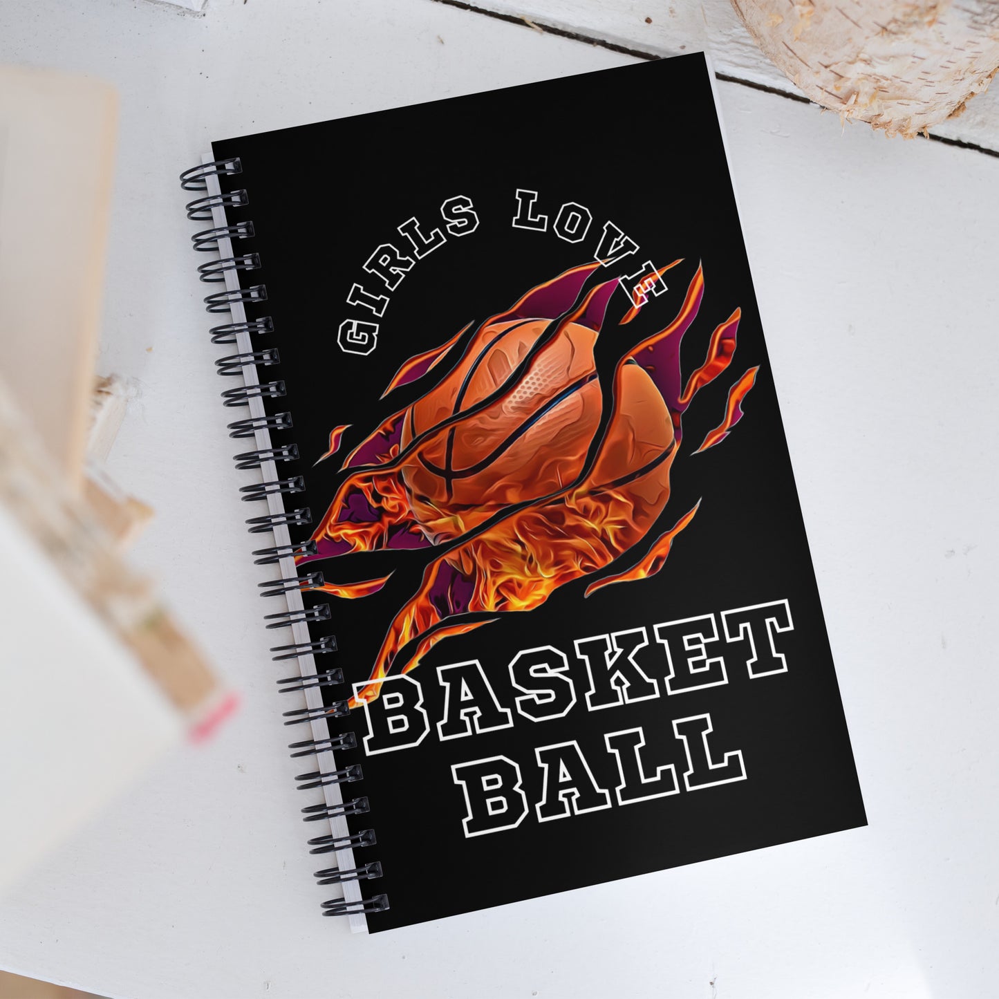 Girls Love Bsktball Spiral notebook