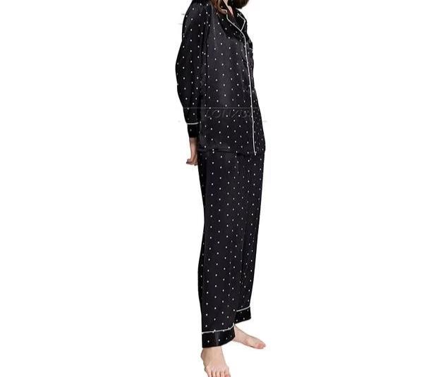 Cailv Kerini 2 Piece Pajamas Set Plaid Pijama Faux Silk Satin