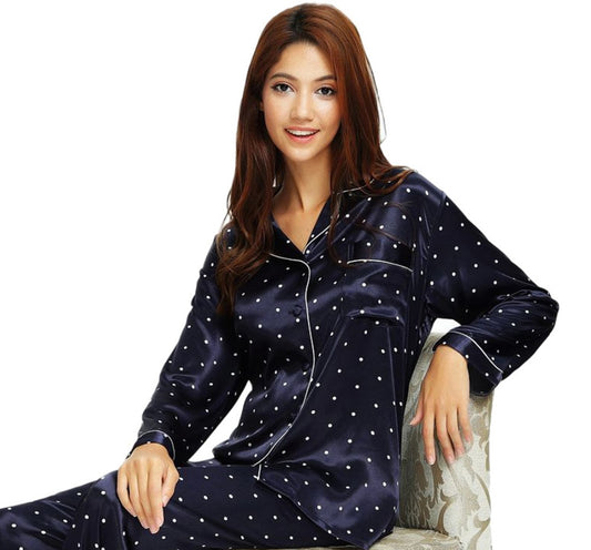 Faux Silk Pajamas Set- Plus Sizes Avail.